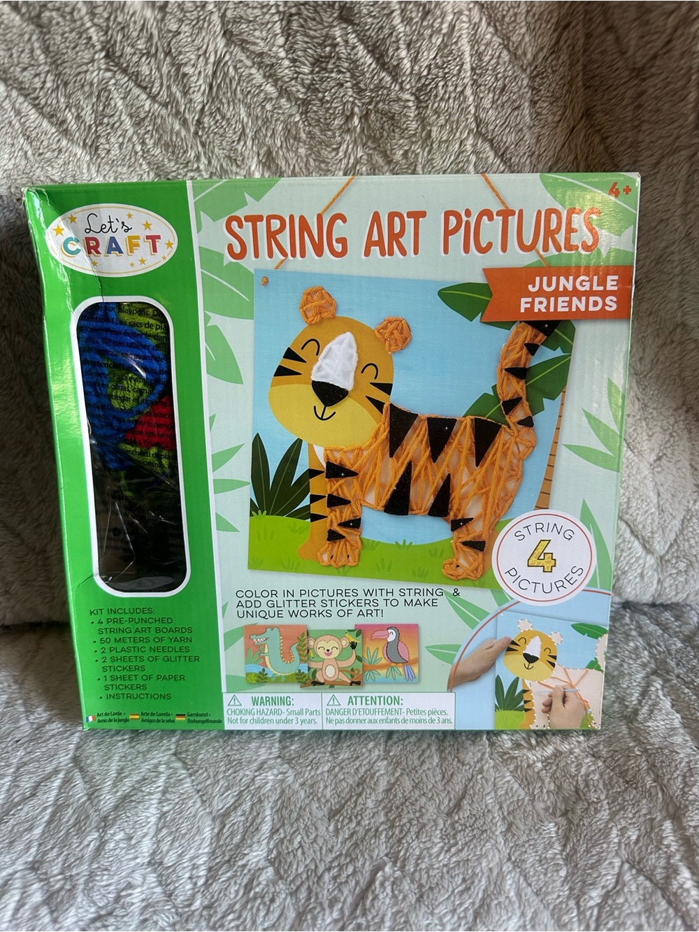 Let's Craft String Art Pictures - Tiger Design (Yellow, Orange, Black)